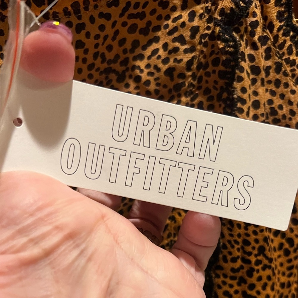 NWT Urban Outfitter Hanna Rayon Tiered Babydoll Mini Dress Leopard - S - Picture 4 of 9